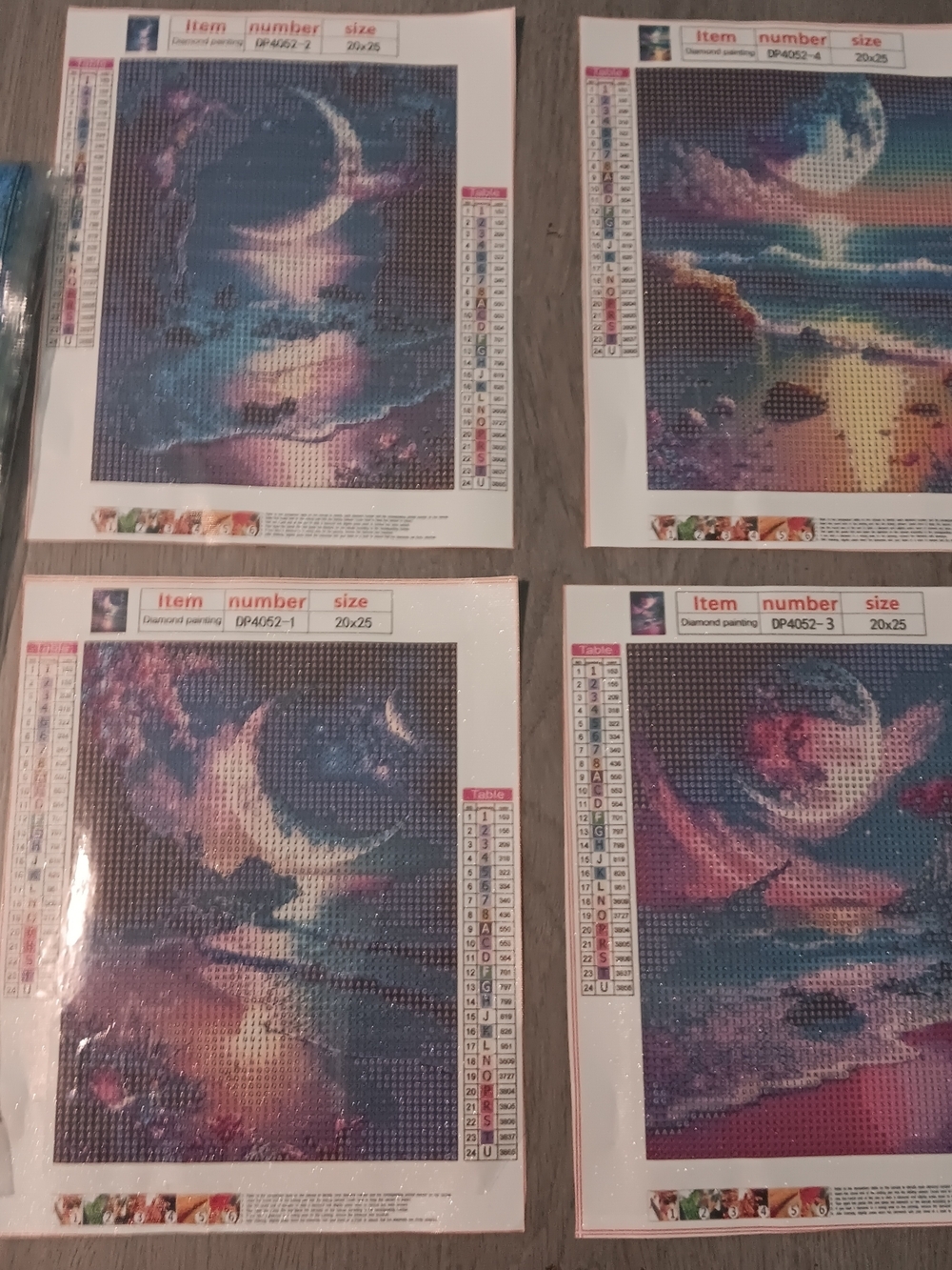 4 Panel Dreamy Moonlit Seascape Diamond Art Painting Print Kit - 20x25